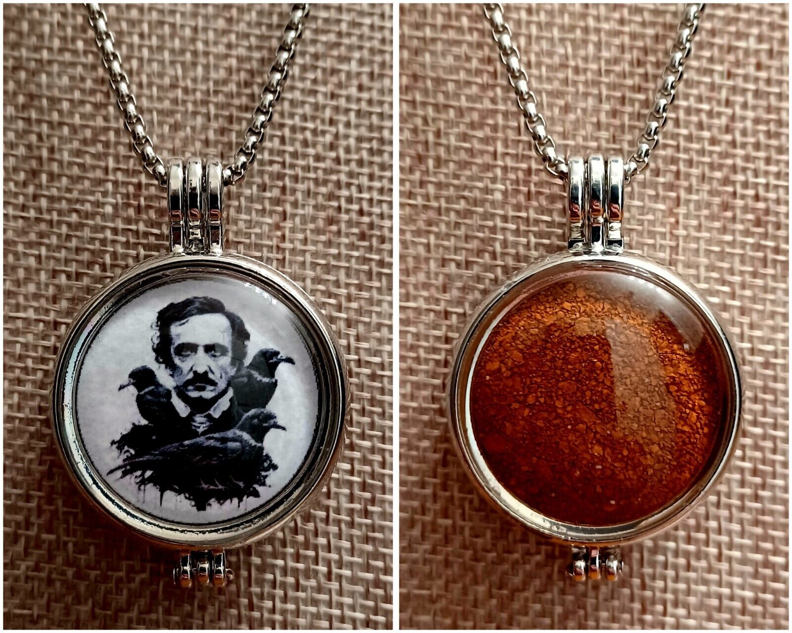 Edgar Allan Poe Residence Brick Dust Relic Necklace