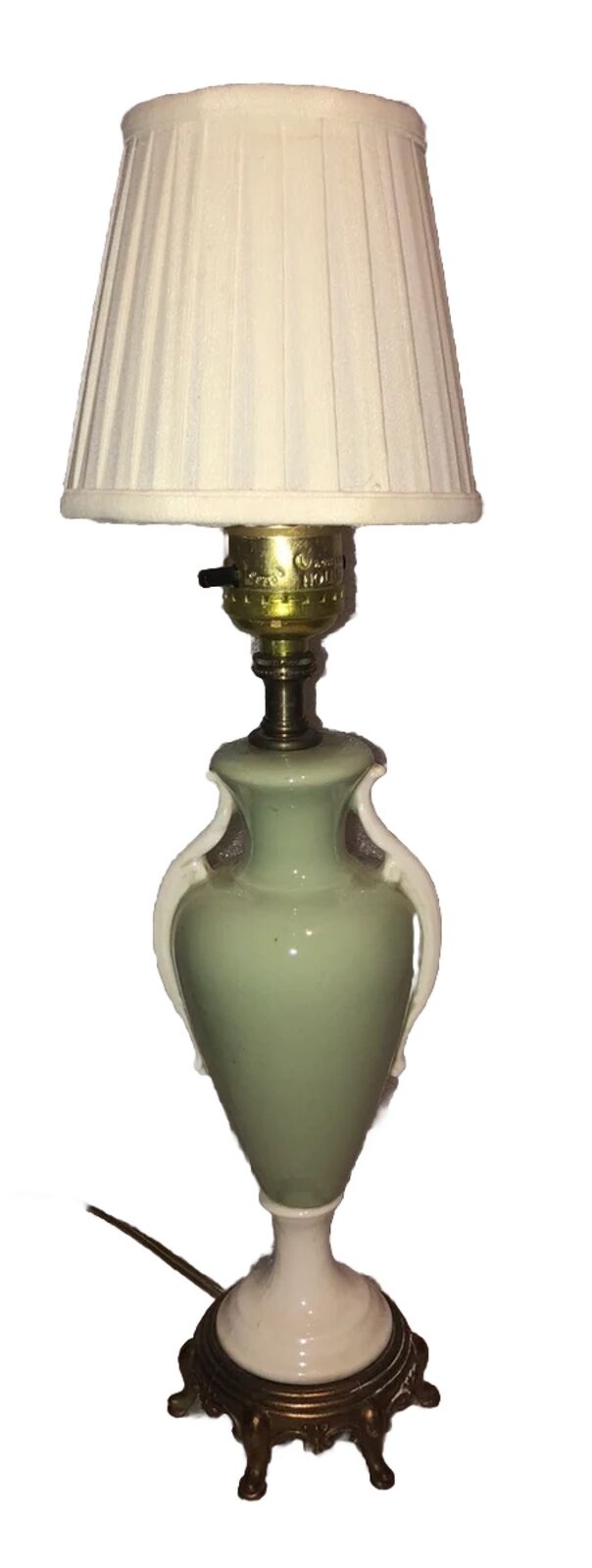 Vintage MCM Small Mint Green Ceramic Electric Lamp ￼