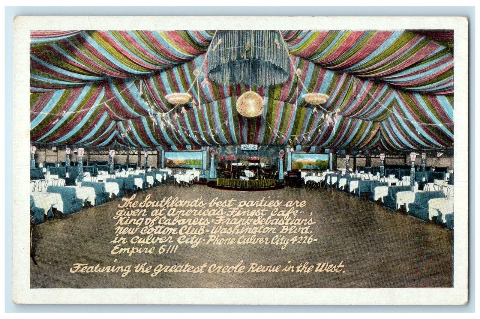 c1920's The Southland Best Party Washington Boulevard California CA Postcard