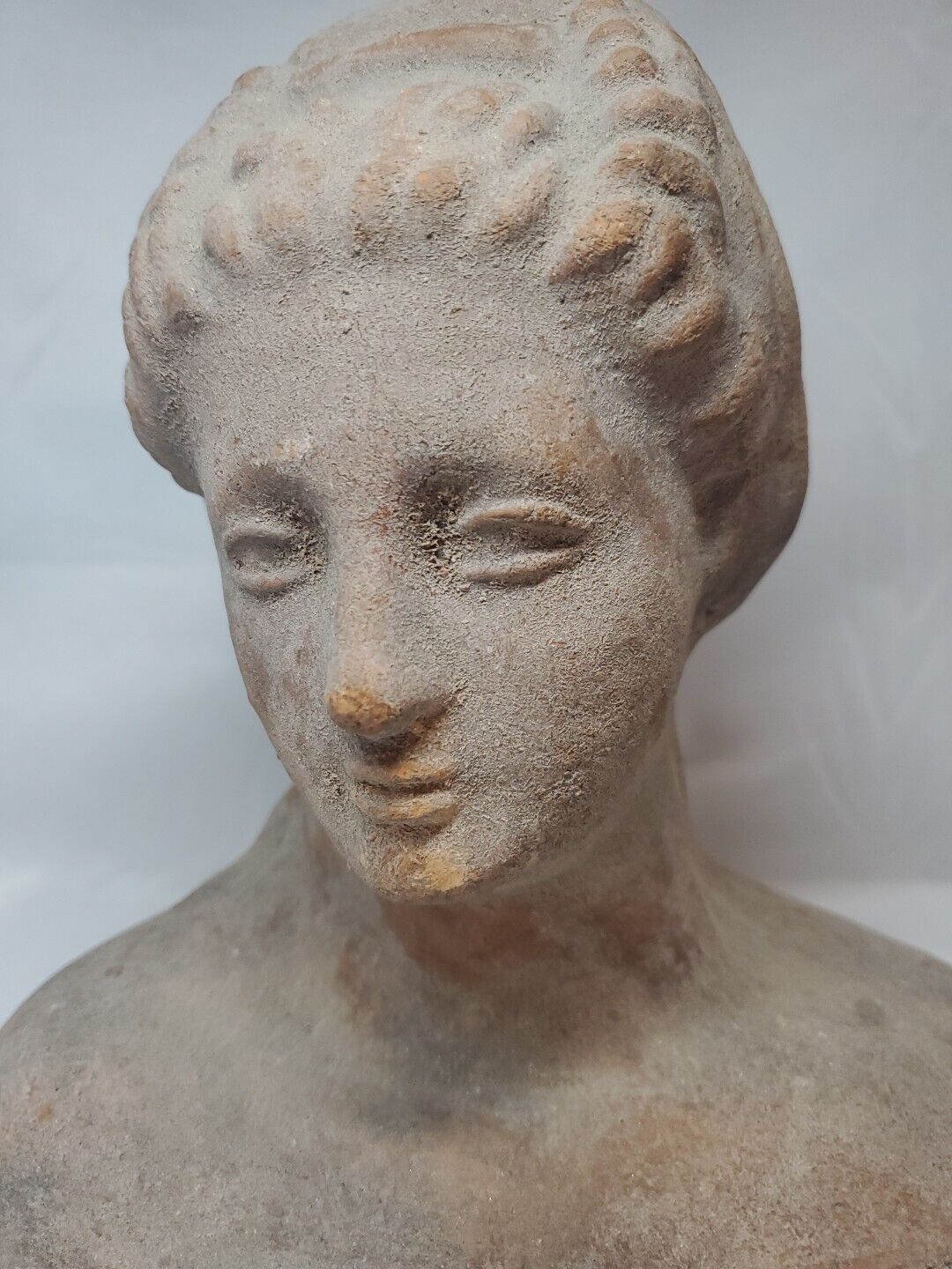 Classic Greek Terra Cotta Bust Woman Goddess Handmade As Pictured