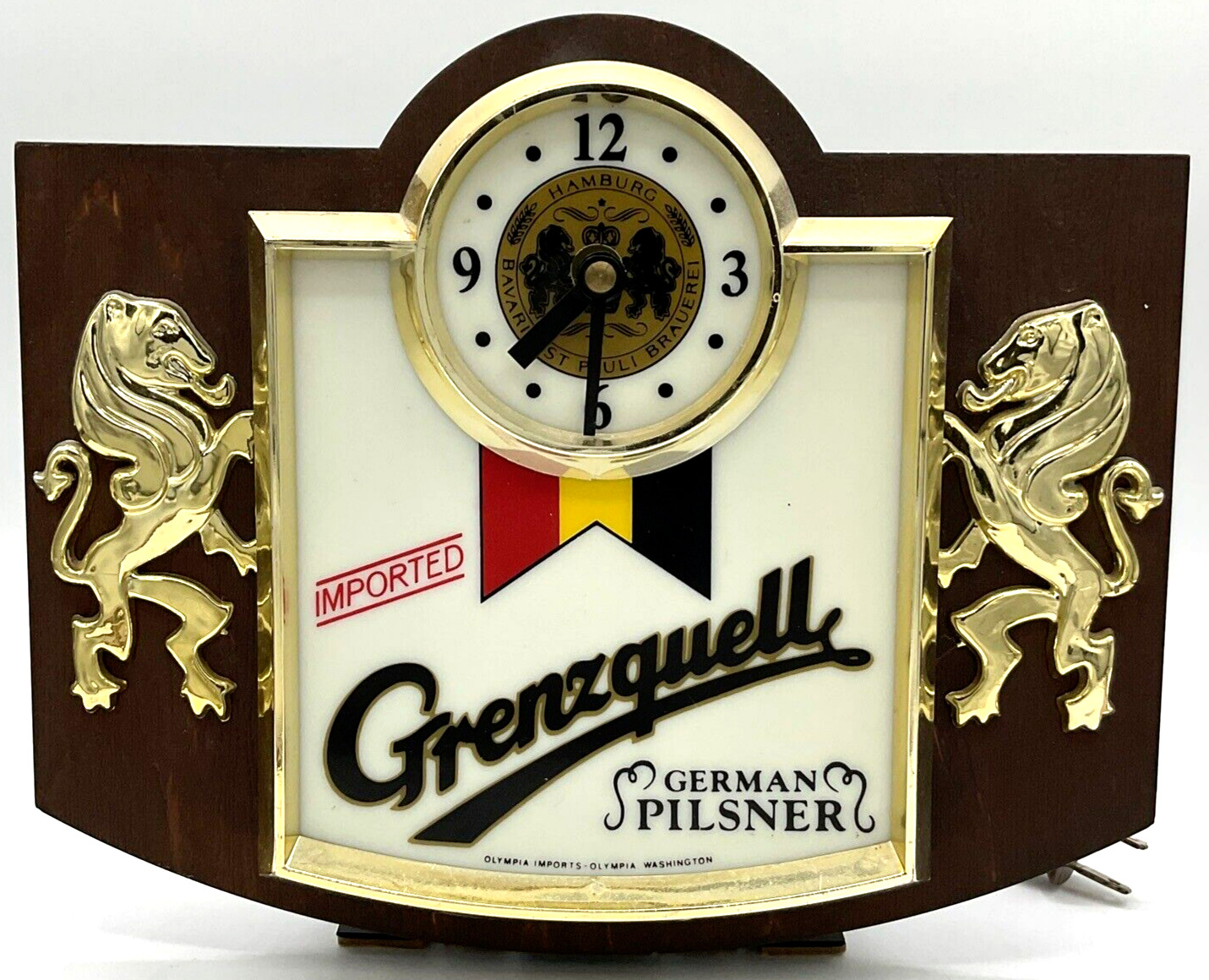 Vintage Olympia Imports Imported Grenzquell German Pilsner Lighted Sign Clock WA