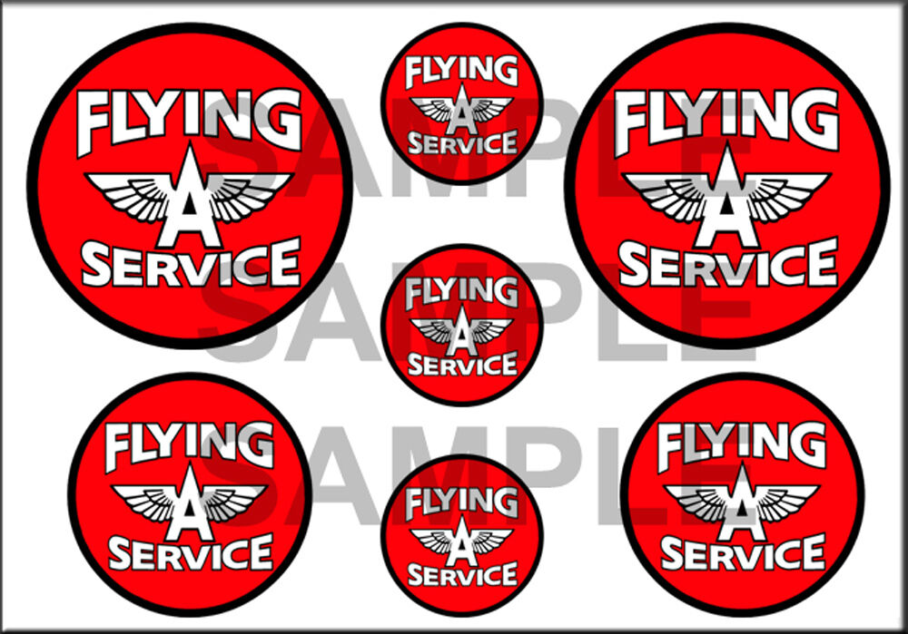 1 1/2 3/4 INCH FLYING A SERVICE GASOLINE DECALS STICKERS