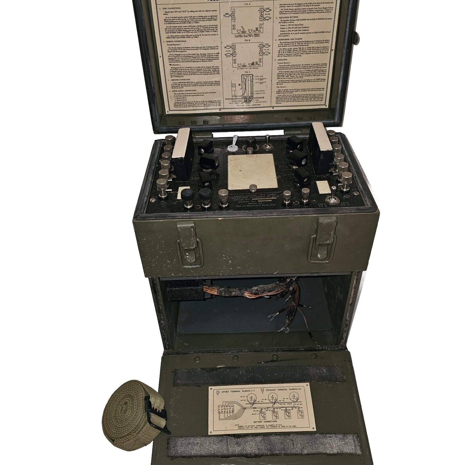 U.S. Army WW2 Signal Corps Telephone Repeater EE-99-A Missing Baterries 