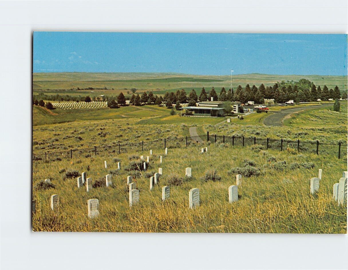 Postcard Last Stand Site Visitor Center Museum and Custer National Cemetery USA