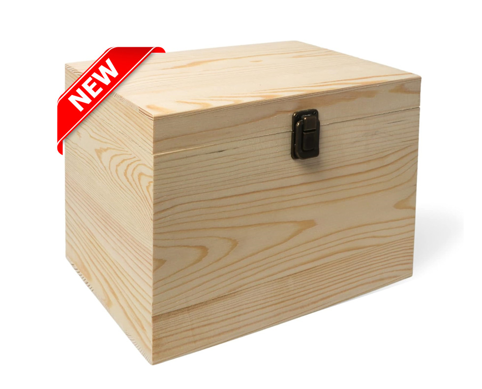 Unfinished Wooden Box with Hinged Lid & Front Clasp 10X7X7-Inch 1 Pack