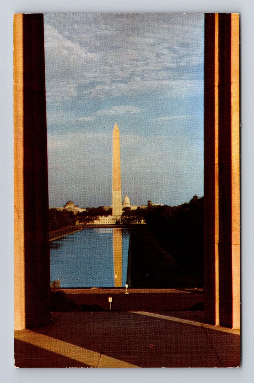 Washington DC, Washington Monument, Reflecting Pool, Vintage Souvenir Postcard