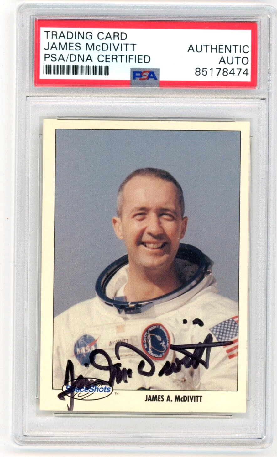 James McDivitt Signed 1990 Space Shots Card #108- NASA Astronaut Portrait- PSA
