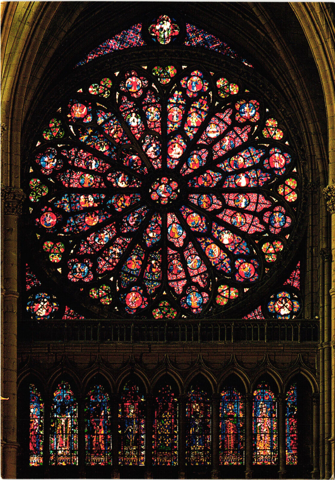 The Grande Rose of the Reims Cathedral Notre-Dame Postcard Unposted