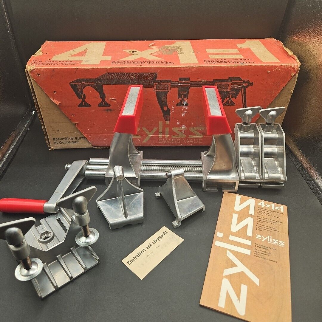 Vtg Zyliss 4 x 1=1 Swiss Bench Vise Clamp Planer Complete In Original Box CLEAN