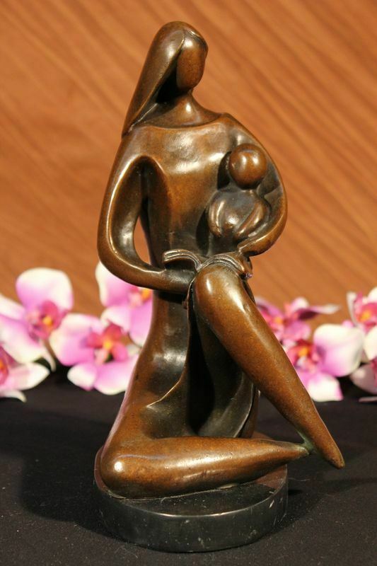 Bronze Mother and Baby Child Statue New Mom Baby Shower Gift Abstract Modern Art