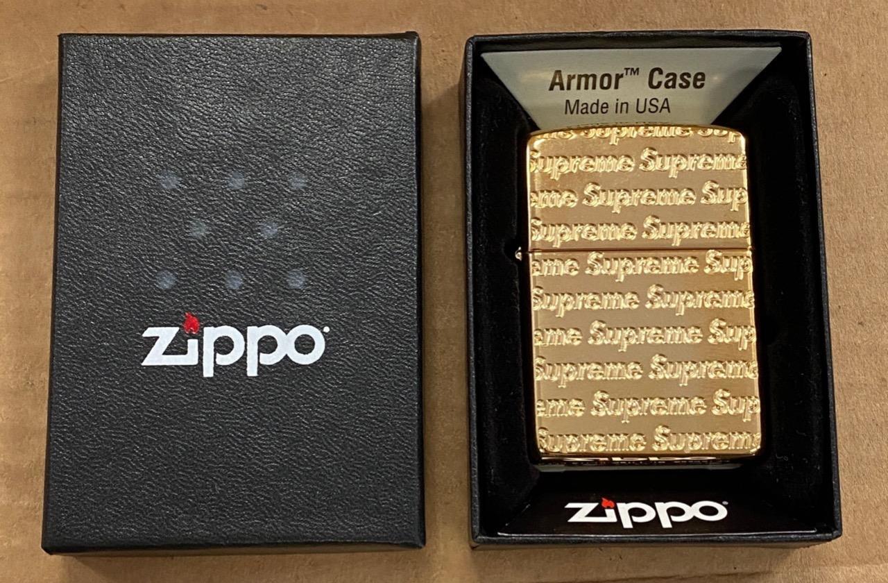 SUPREME REPEAT ENGRAVED ZIPPO LIGHTER GOLD (100% AUTHENTIC) BRAND NEW.
