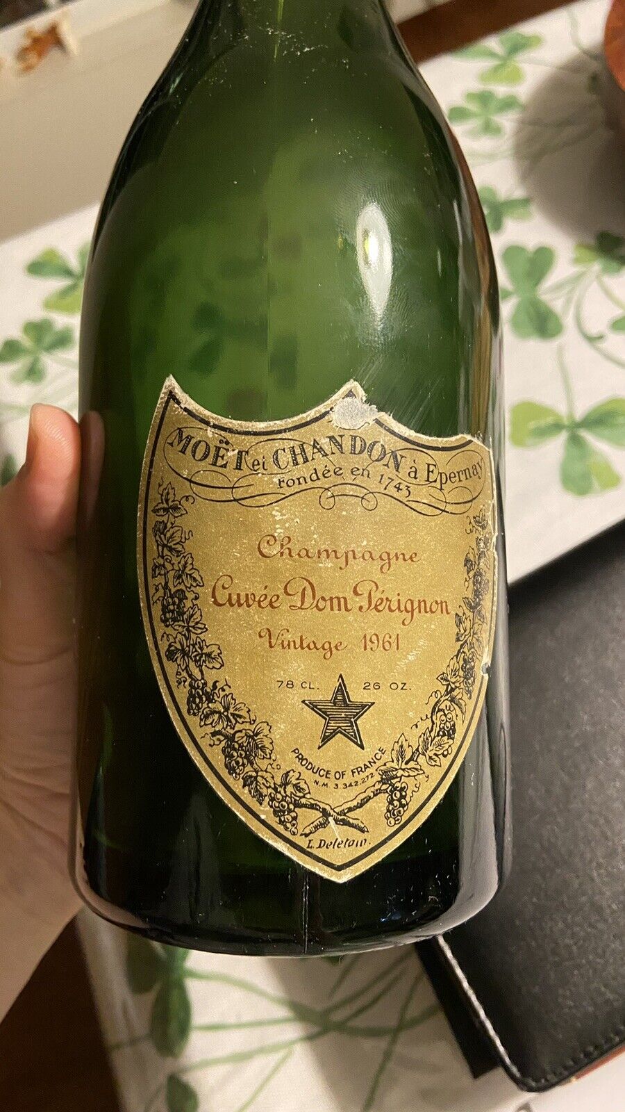 RARE Moet & Chandon Dom Perignon Champagne EMPTY BOTTLE Vintage 1961