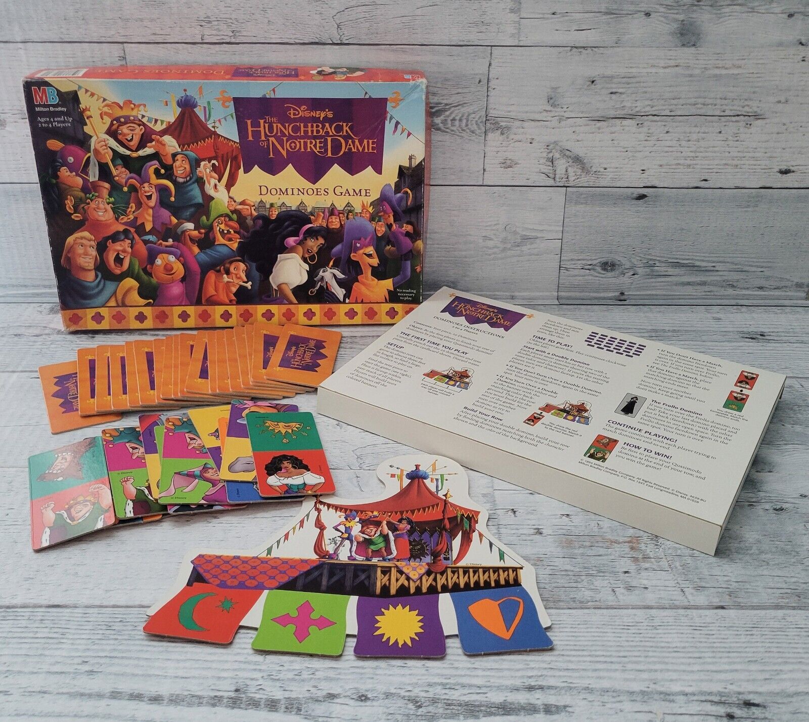 Vintage 90s Disney Hunchback Of Notre Dame Dominoes Game Milton Bradley Complete