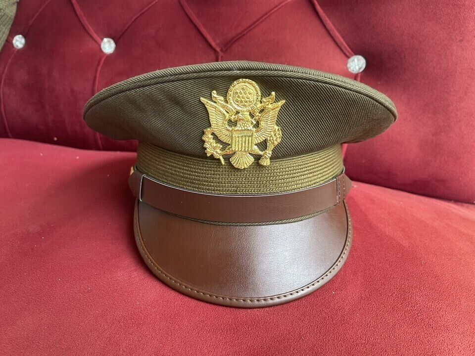 U.S. WWII Officer Visor Crusher Cap: Winter (OD Green) - All Sizes Available