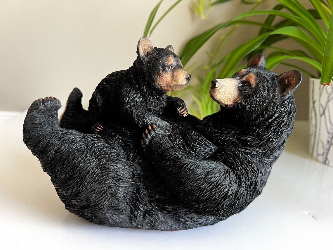 Black Bear Mom Playing with Cub Cottage Ornaments Bear Lovers Bear Decor Baby