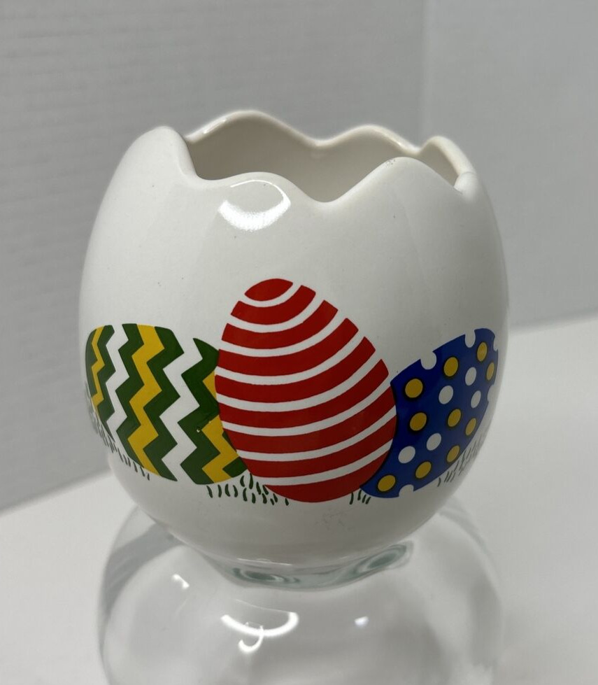 Waechtersbach Germany Multi-color Easter Egg Ceramic Vase Planter White