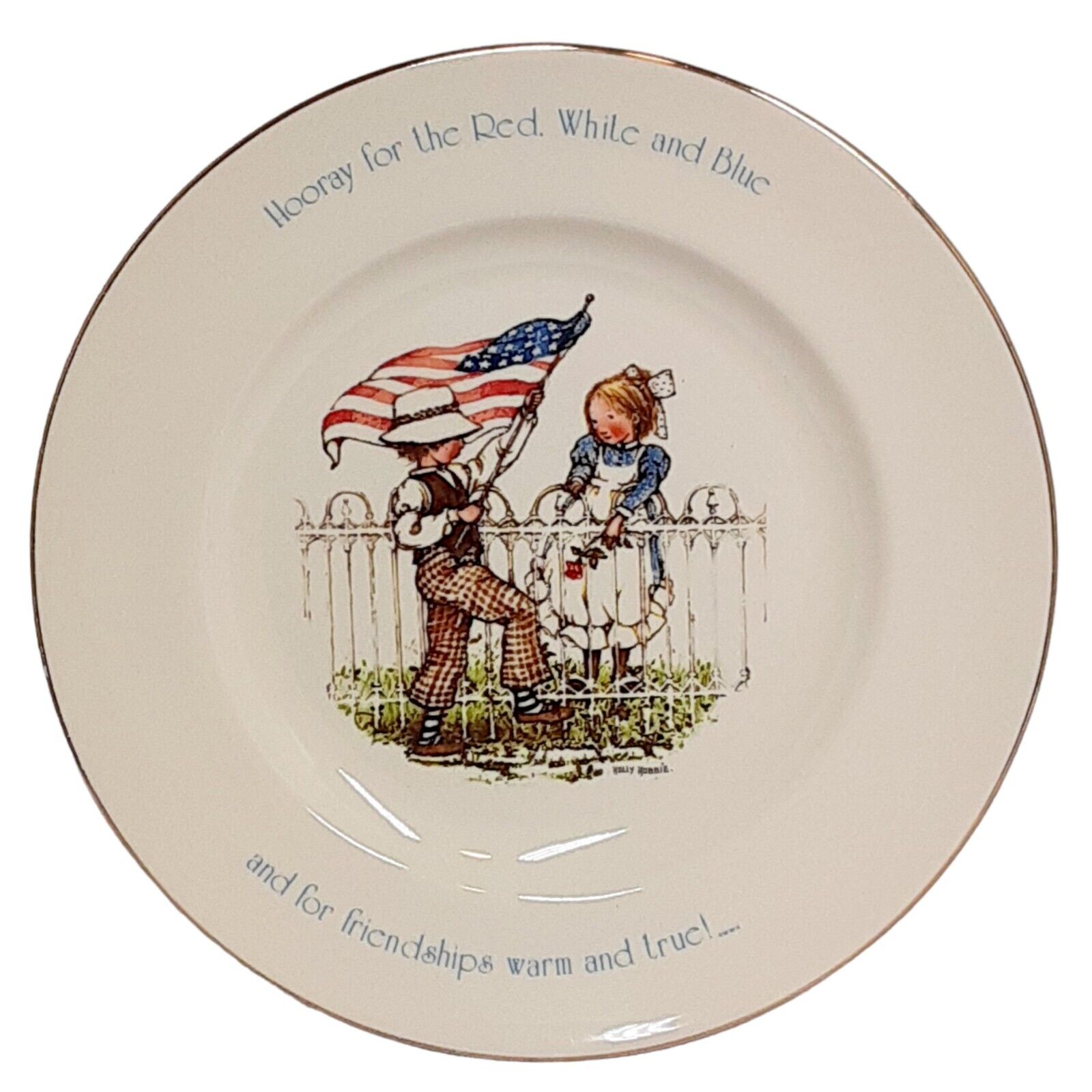 Holly Hobbie Freedom Series Vintage Collector Plate Hooray for Red White Blue
