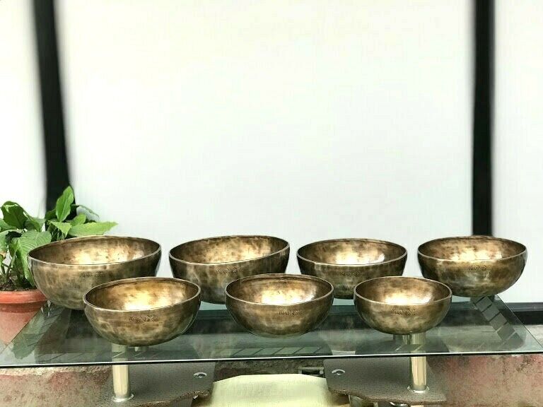 4 -9 Inch Full Moon singing bowl Set of 7 -chakra healing Full moon night bowls 