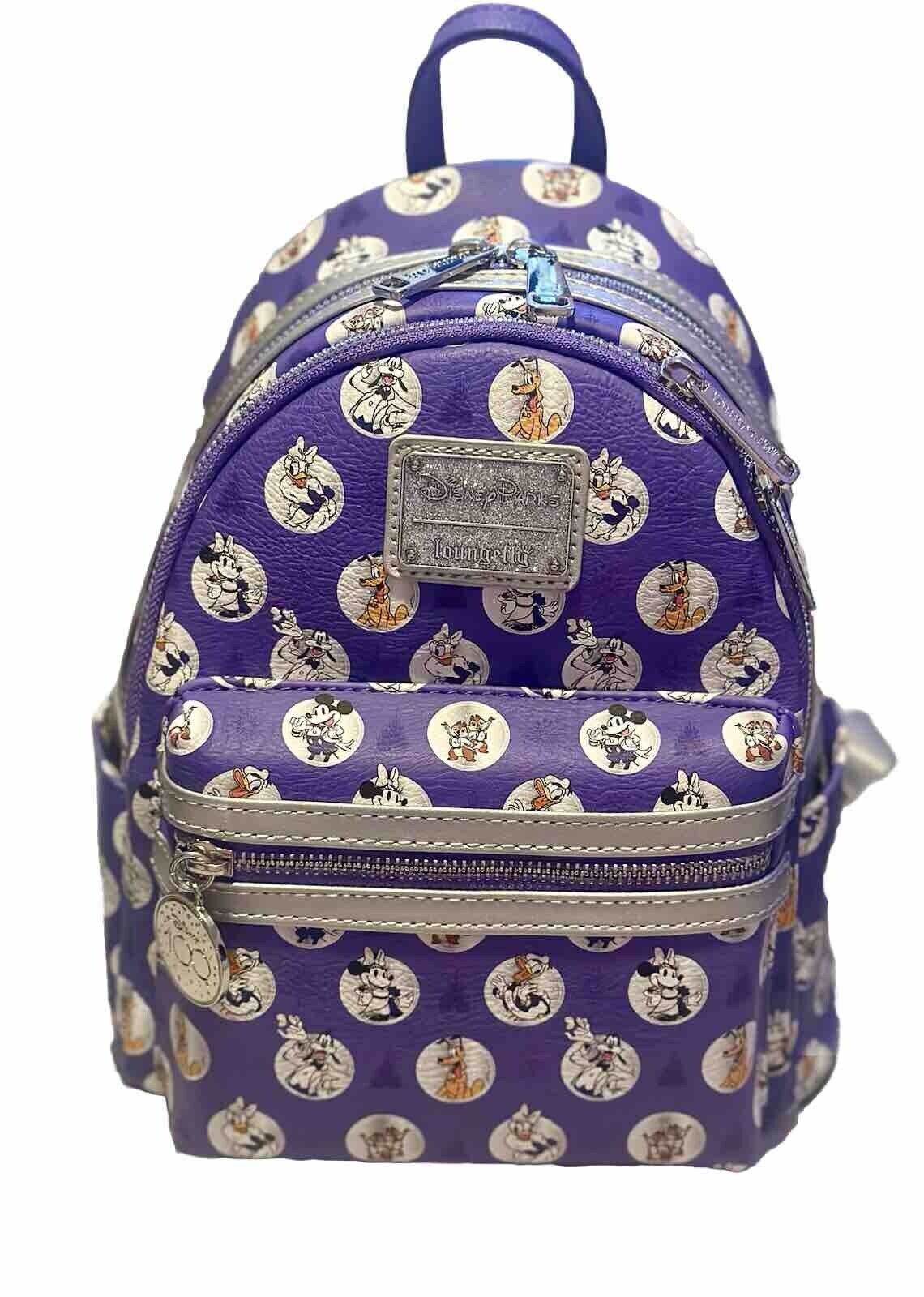 2023 Disney Backpack Platinum Purple Mickey Mouse Bag 100 Years Loungefly NEW