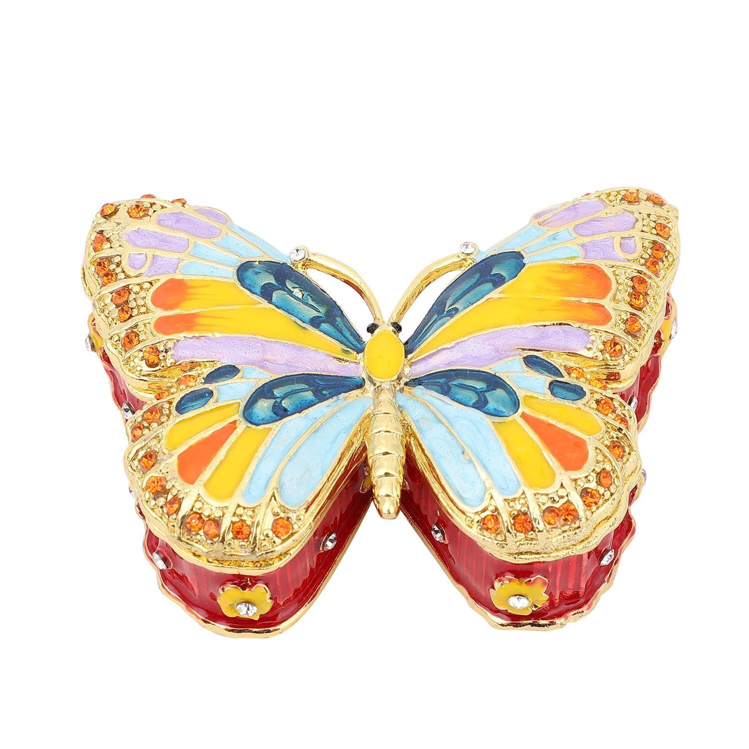 Jewelry Box Crystal Enameled Butterfly Trinket Box Organizer in Dualtone Gifts