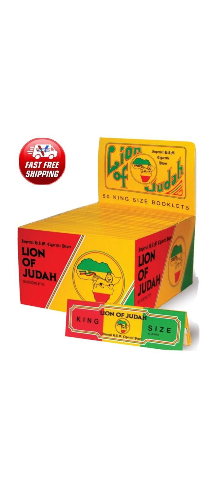 Full Box Lion of Judah King Size Rolling Papers 50 Booklet (32 Leaves Each)