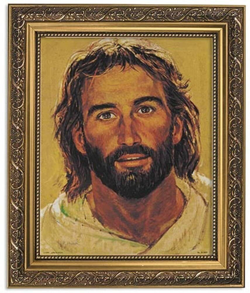 Christ Framed Portrait Print, 13 Inch (Ornate Gold Tone Finish Frame)