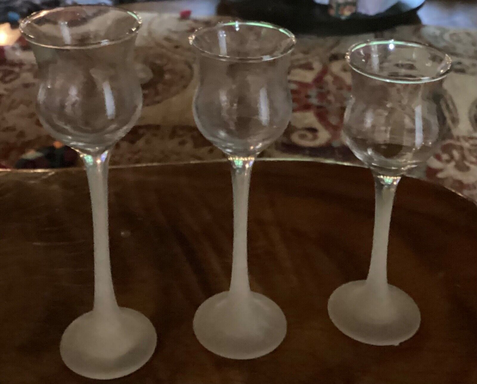 Lot Of 3 ~ Party lite Style Candleholders Frosted Glass