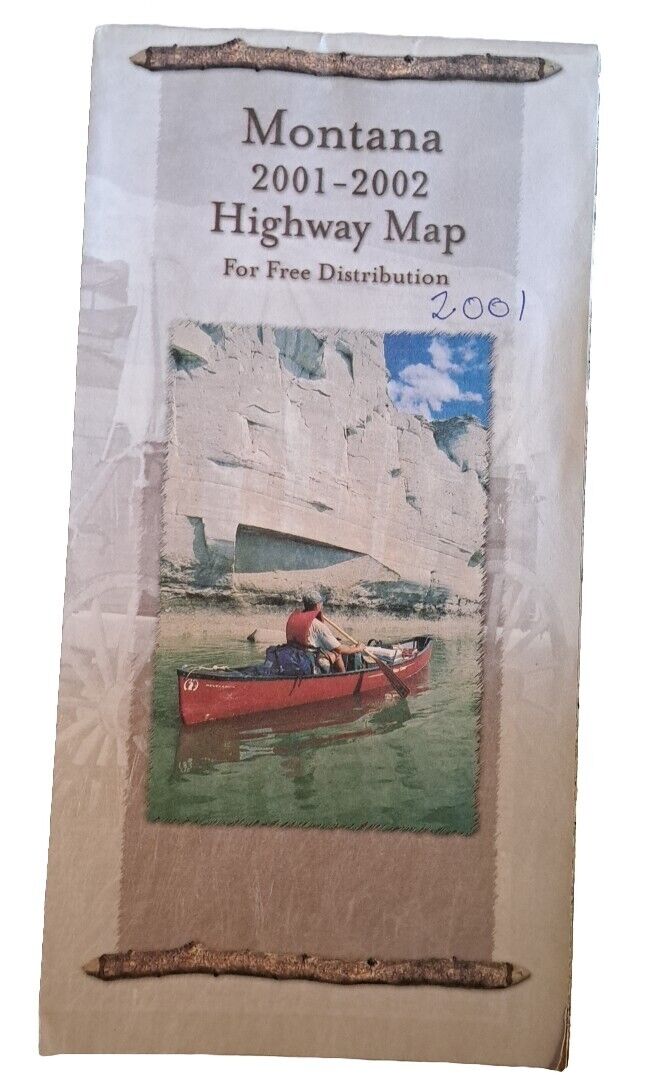 MONTANA STATE Highway Map Travel Road Guide 2001 2002 Fold Out GOOD SHAPE