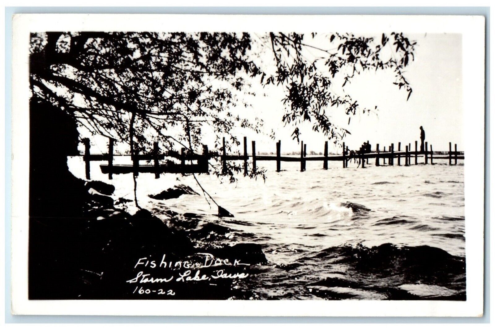 1948 View Of Fishing Dock Storm Lake Iowa IA RPPC Photo Posted Vintage Postcard