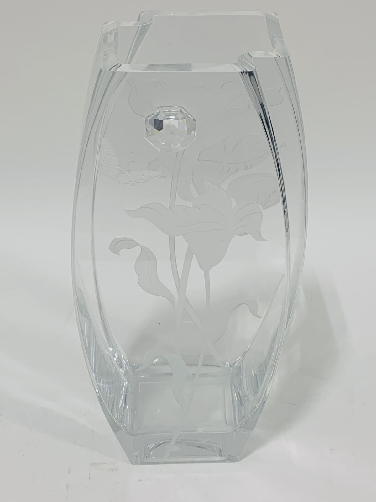 Anna's Exclusive Decor Handmade Swarovski & Sandblasted Calla Glass Vase, Large