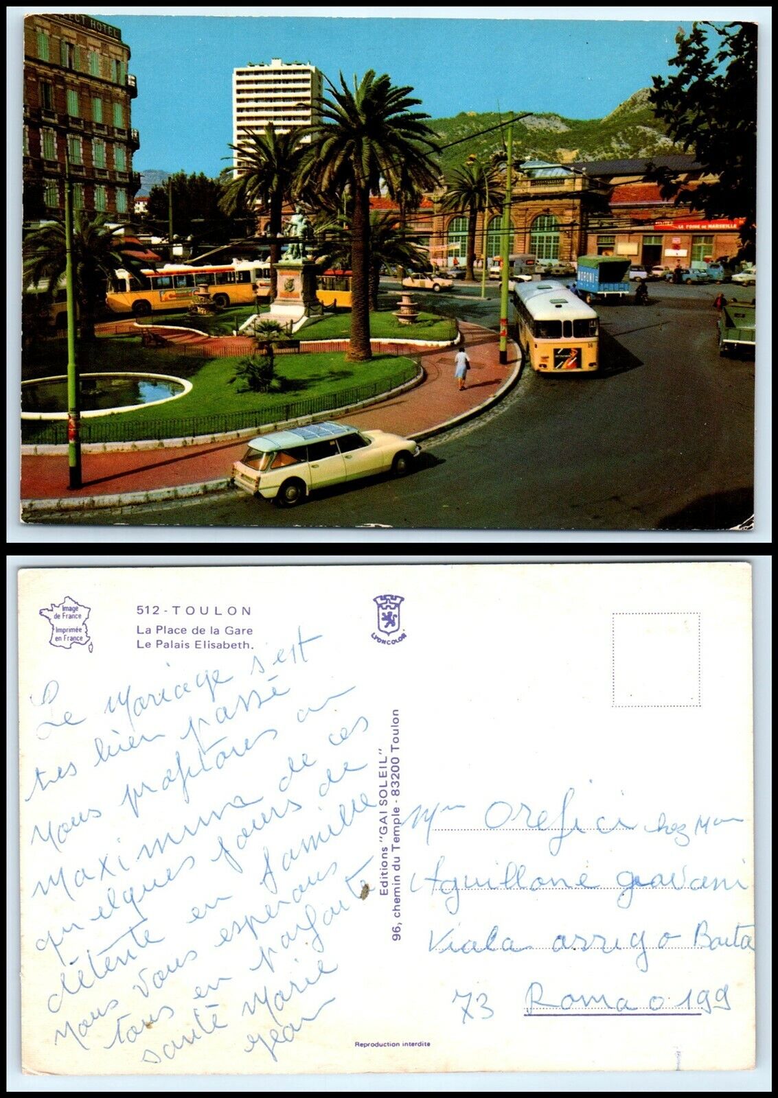 FRANCE Postcard - Toulon, La Place de la Gare, La Palais Elisabeth E21