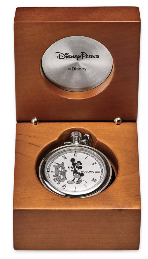 Disney Parks Mickey Mouse Steamboat Willie Pocket Watch by Bulova New with Box