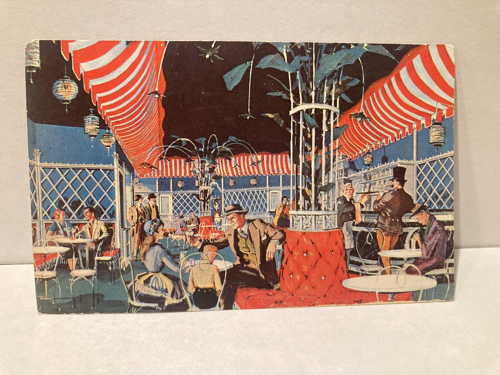 Rare Disneyland 1955 Postcard , Illustration, of Ice Cream Parlor on Main Street