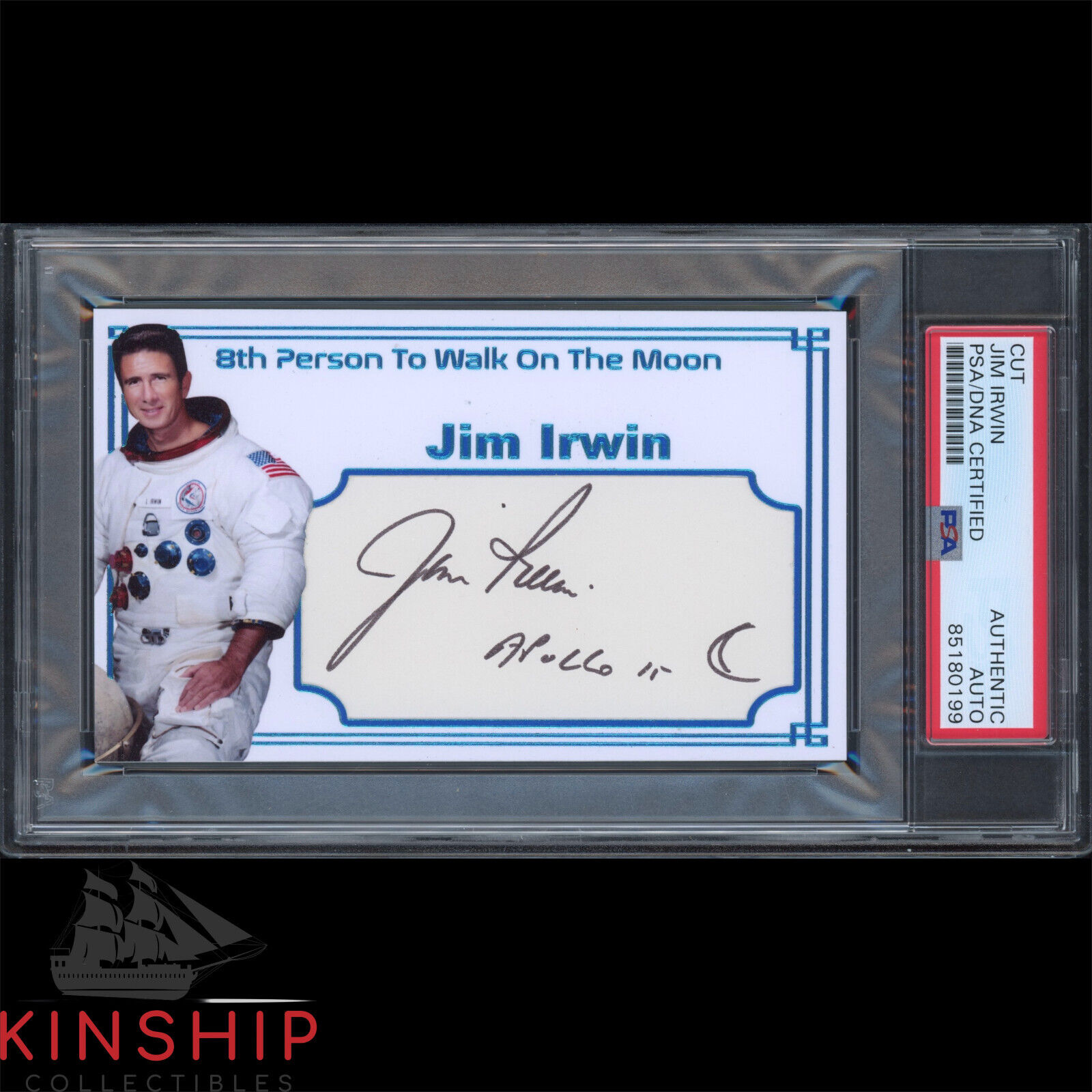Jim Irwin signed Cut 3x5 Custom Card PSA DNA Slab Apollo Space Auto James C2713