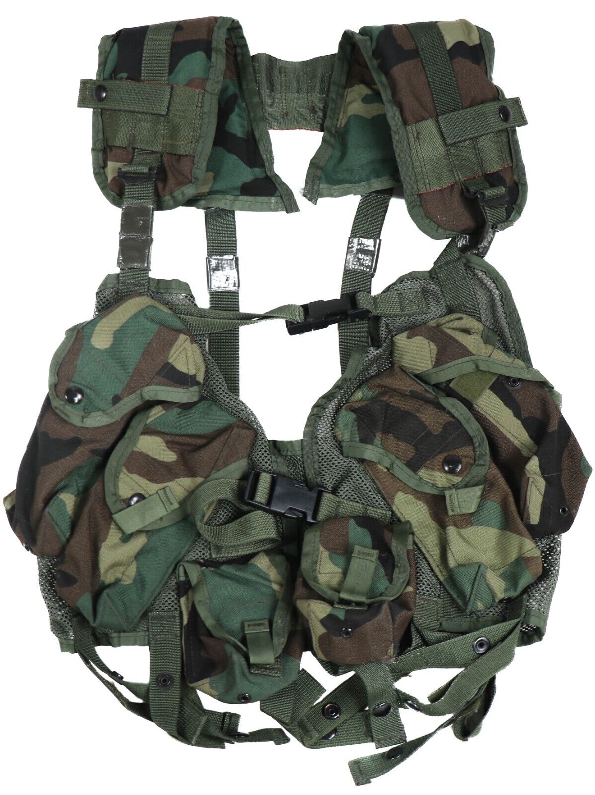 US Military Enhanced Tactical Load Bearing Vest w Pouches Woodland M81 BDU ALICE