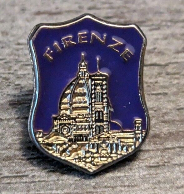 Firenze Florence Italy Duomo/Cathedral Architecture Silvertone Purple Lapel Pin