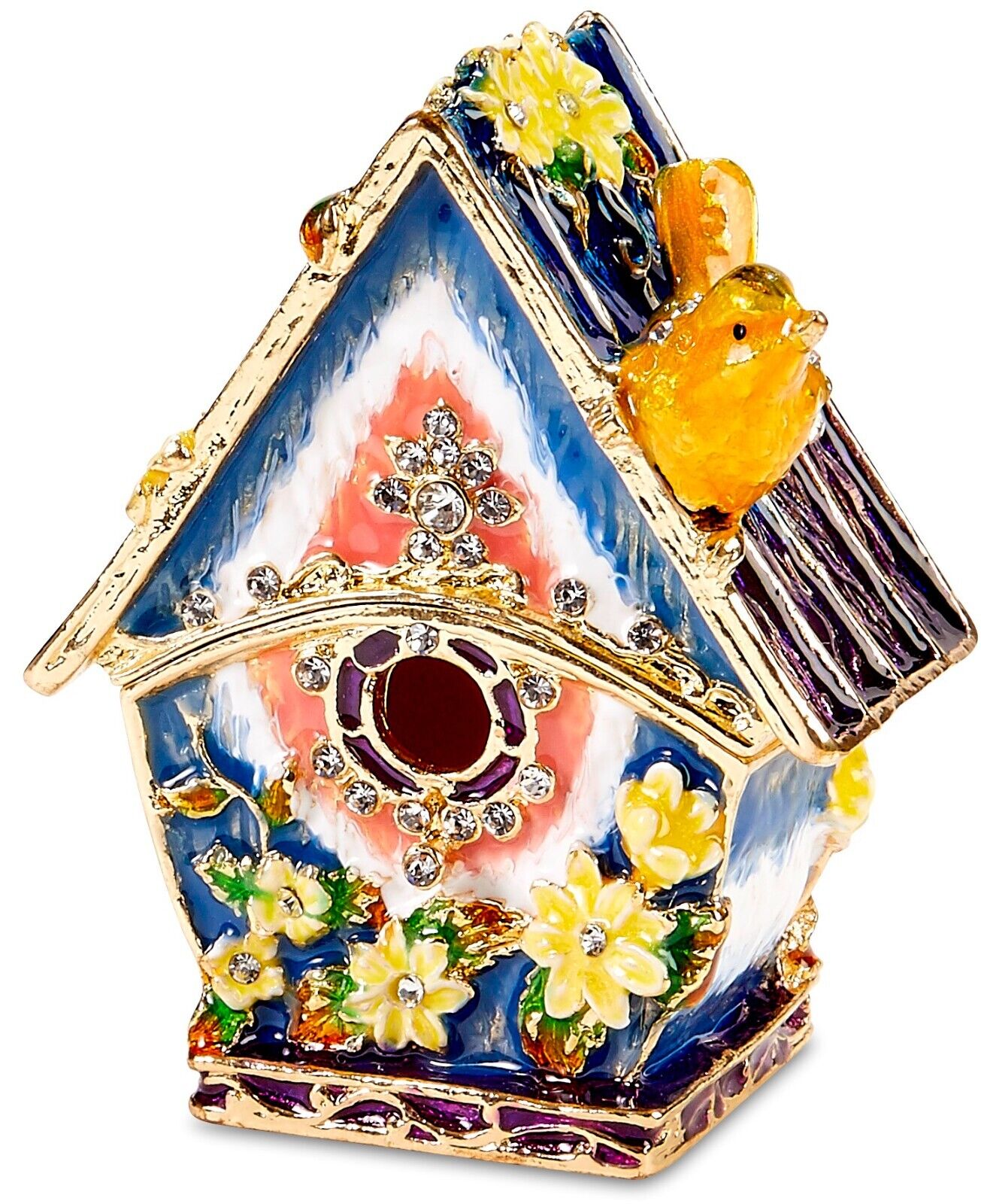 Kubla Craft Bejeweled Enameled Trinket Box: Birdhouse Box, Item # 3036
