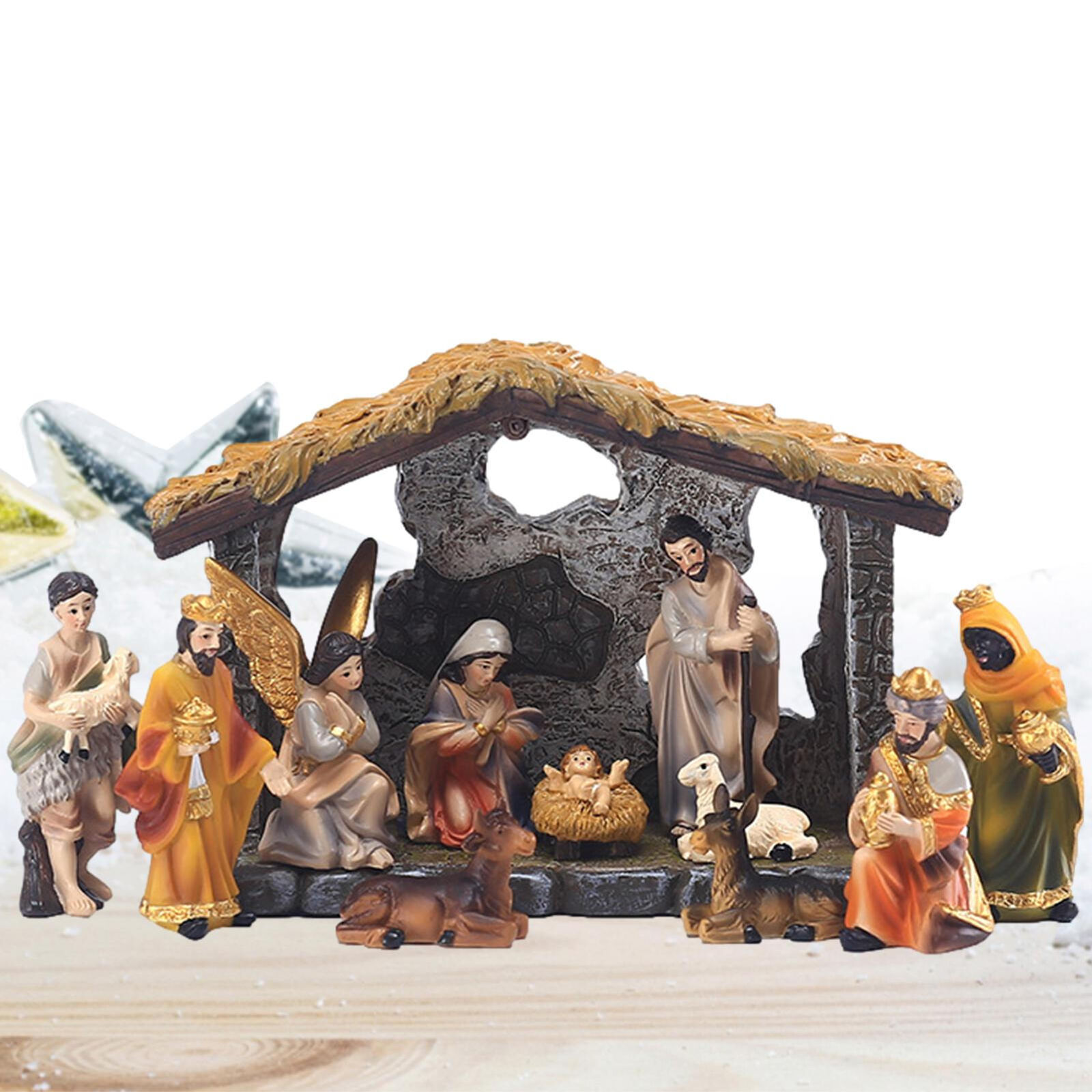 vintage nativity set with 12 figures ceramic CRECHE manger Christmas home deco