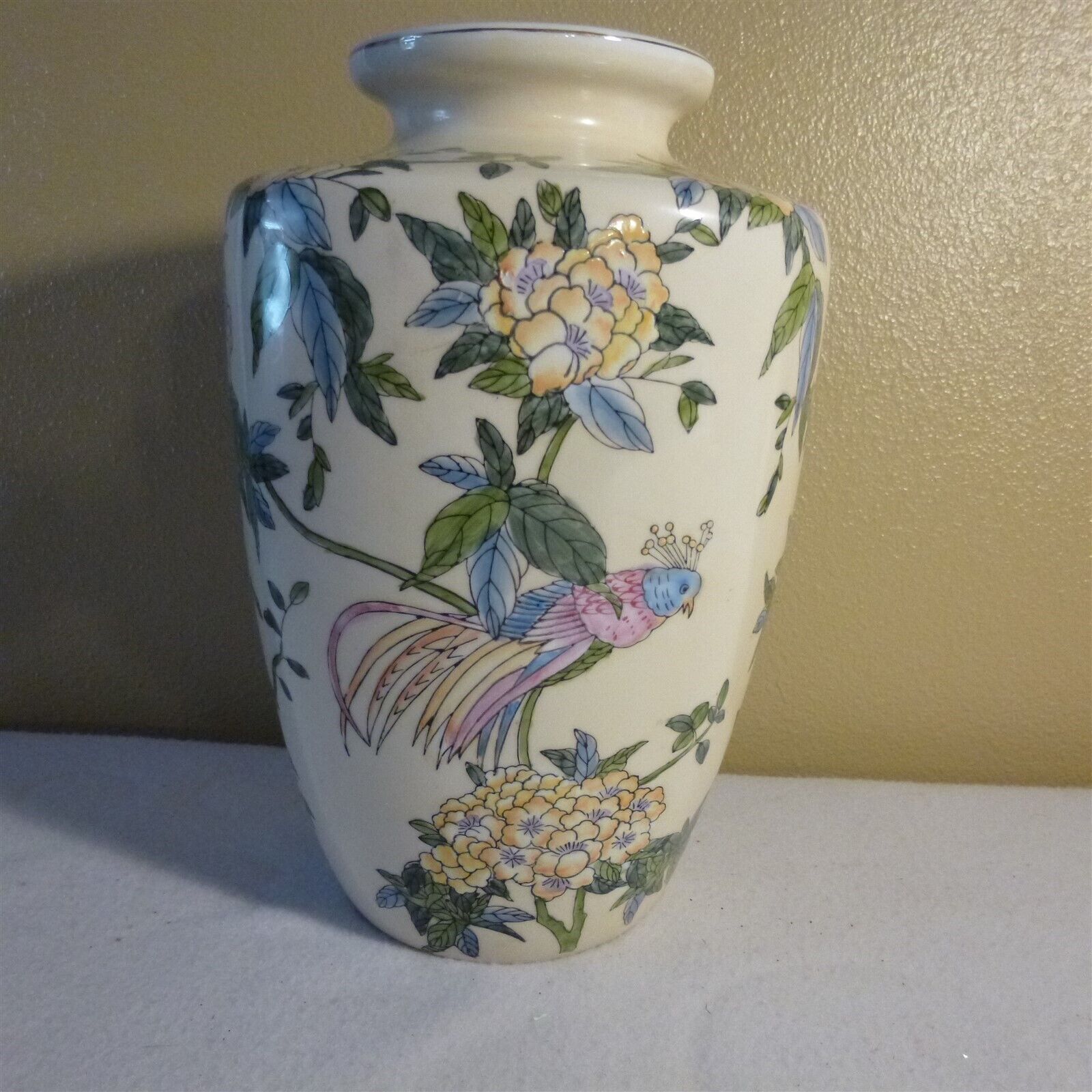 Toyo Vintage VASE - Chinese, colorful, w birds & flowers, 12\