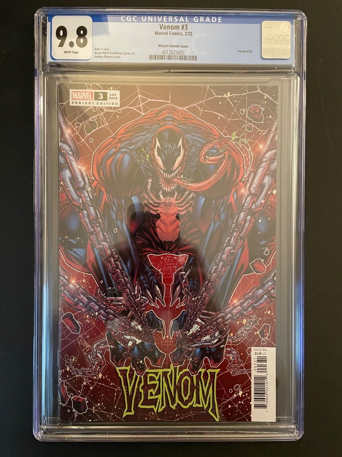 Venom 5 Meyers Variant CGC 9.8 Marvel Comic Book ST3-79