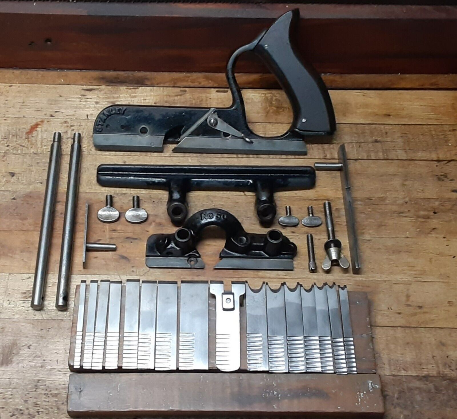 COMPLETE  STANLEY  No.50   COMBINATION PLANE  WITH CUTTERS 