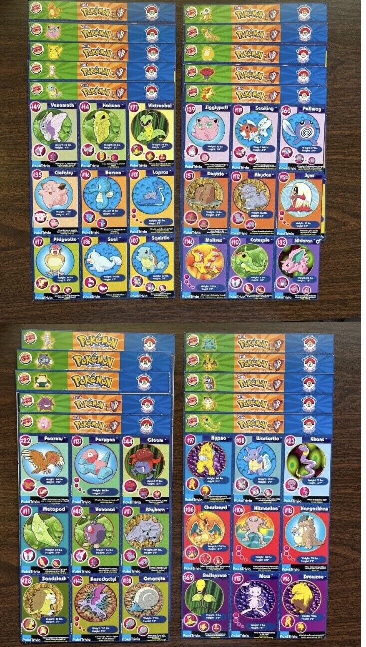 Complete set of uncut Pokémon cards from Burger King (1999)