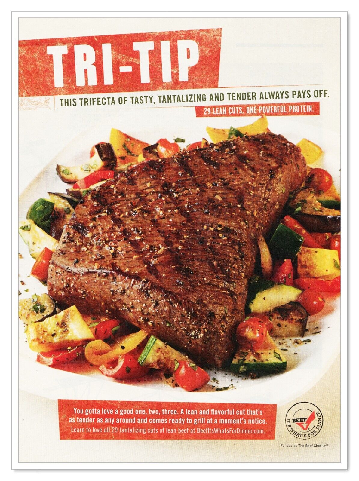Beef It\'s What\'s For Dinner Tri-Tip Steak 2011 Full-Page Print Magazine Ad