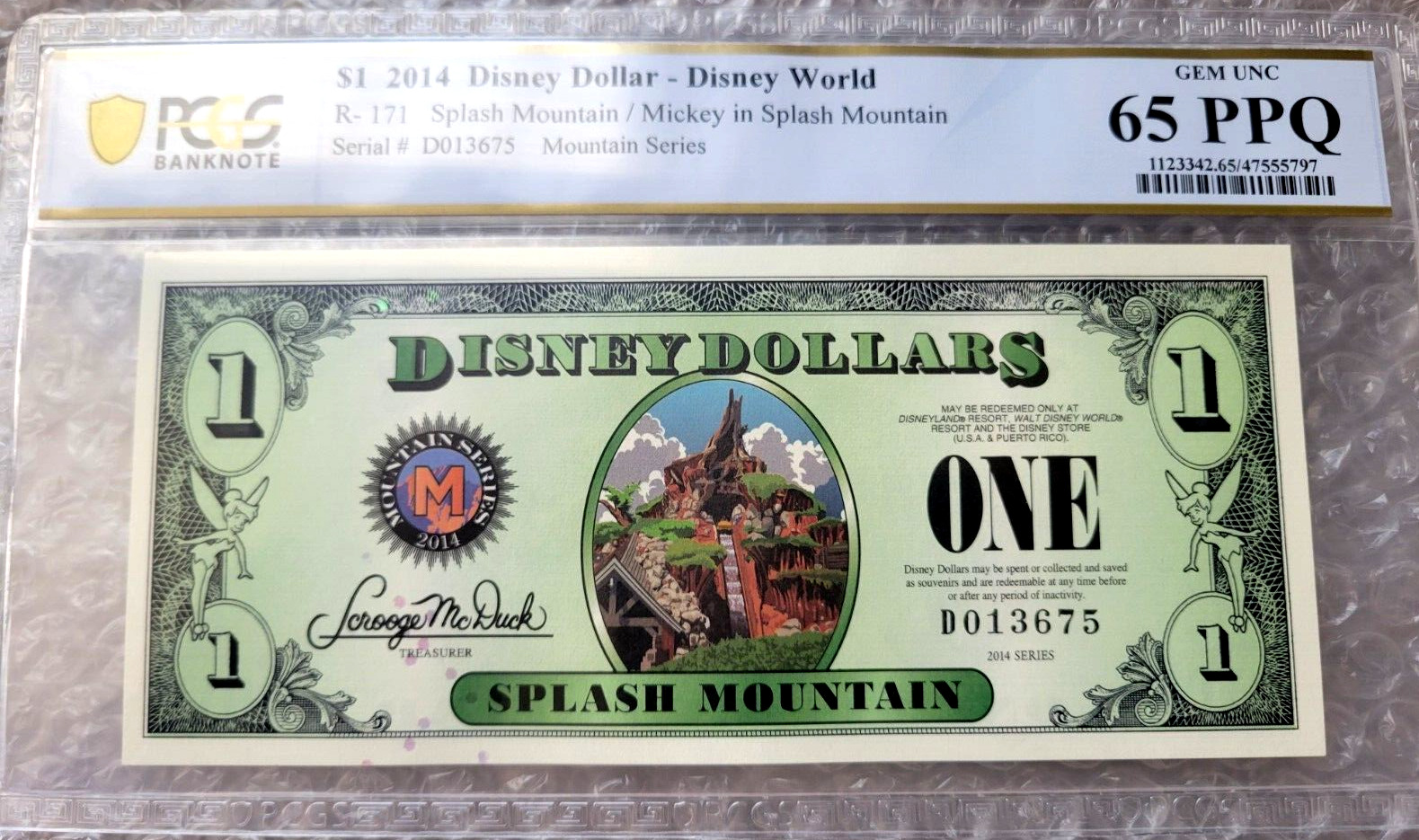 2014 $1 Disney Dollar Splash Mountain