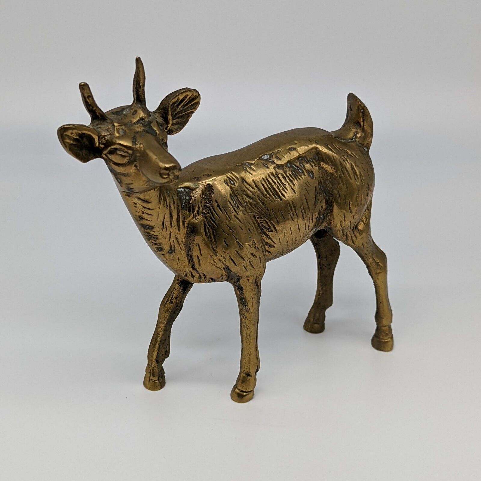 Brass Deer Stag Figurine Sculpture VTG