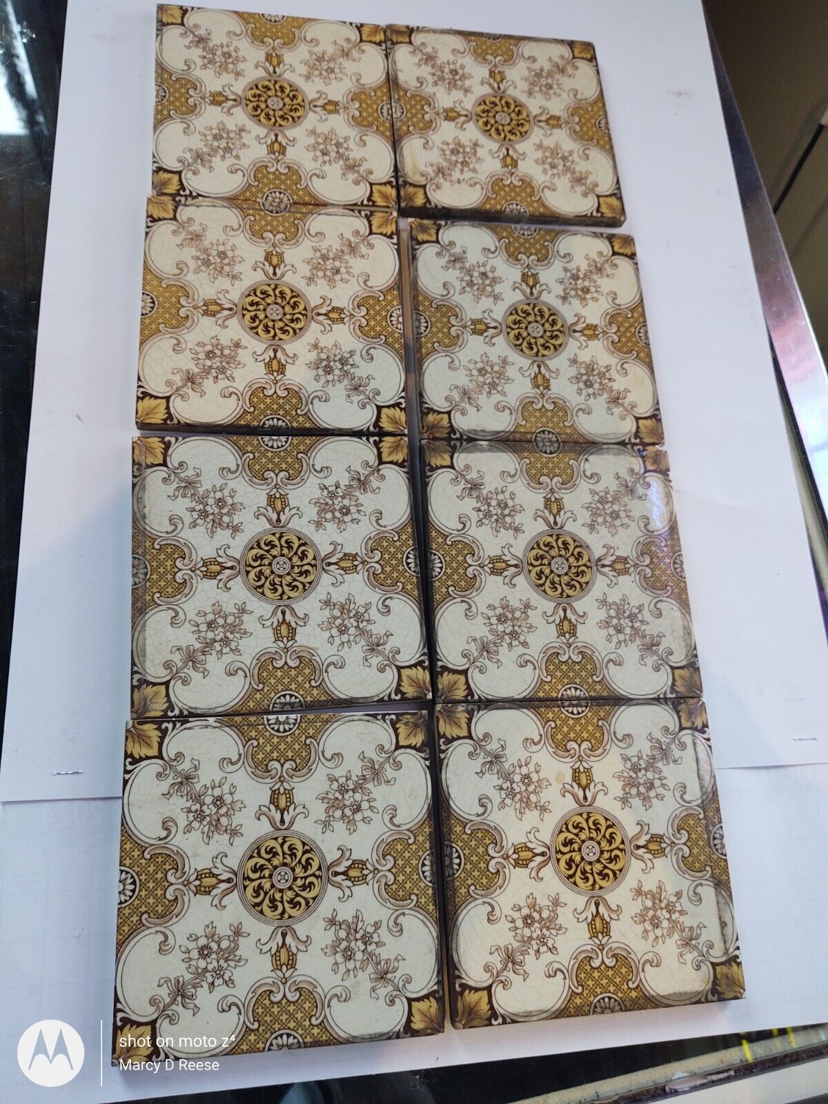 Antique Minton China Works Tile Authentic 