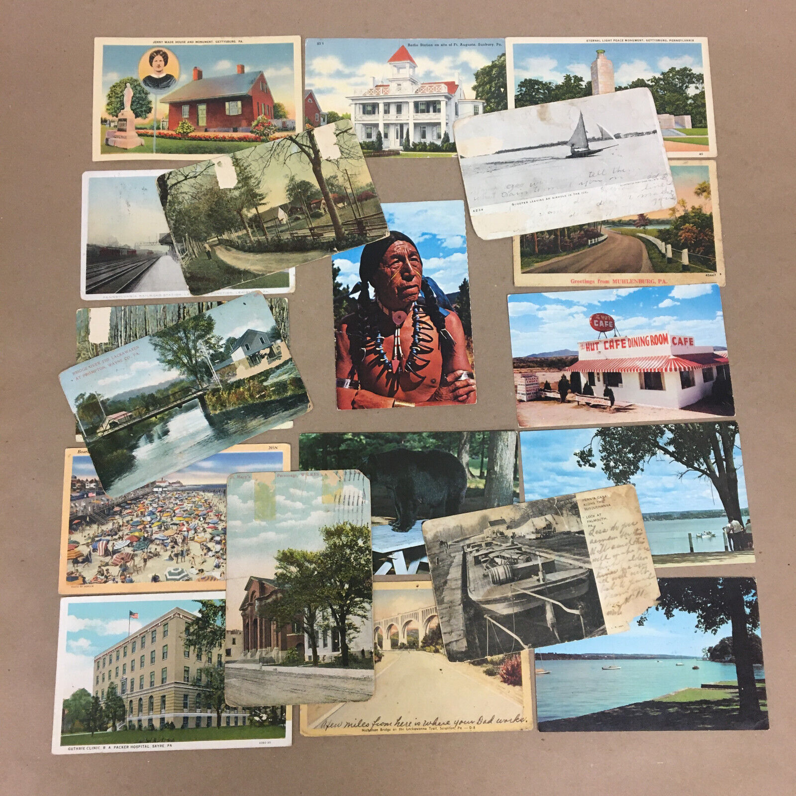 Vintage 1907 - 1968 Lot Landscapes Travel Postcards Writtten Postmarked Stamps
