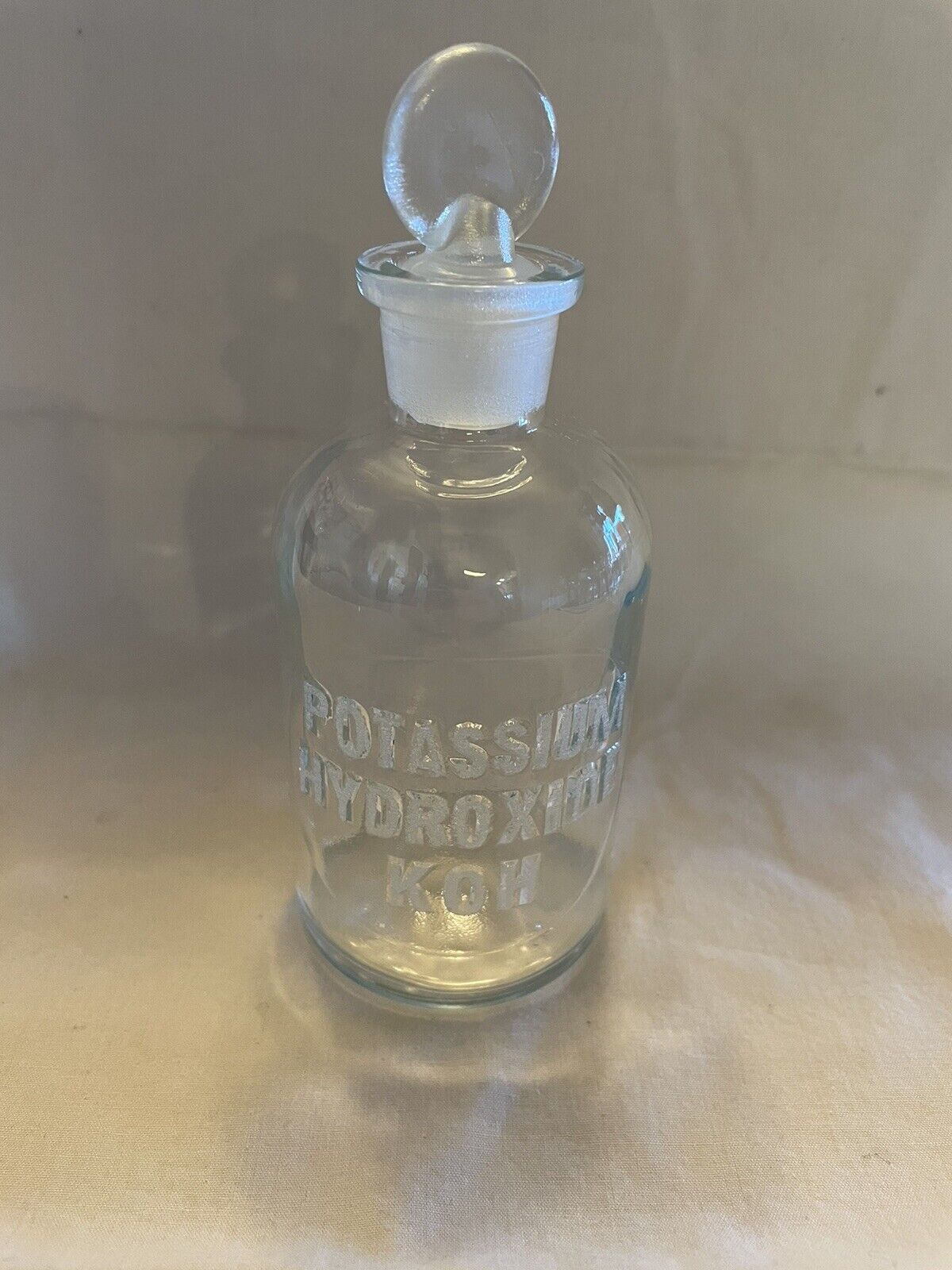 Vintage Chemistry Potassium Hydroxide Glass Bottle