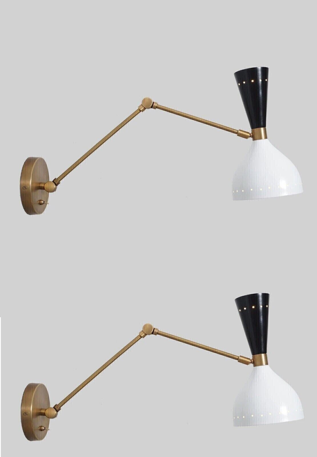 Mid Century Italian Adjustable Wall Lamps: Set of 2 Wall Sconces for Modern Deco