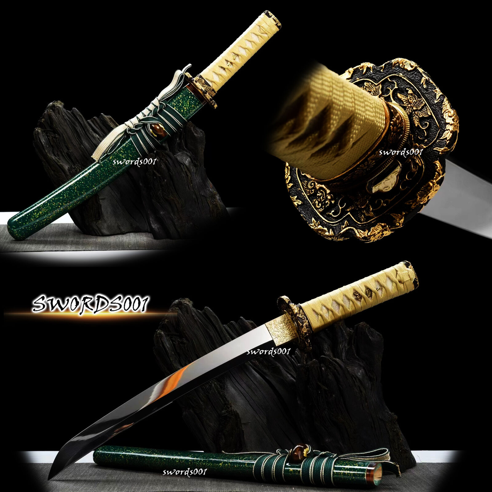 21\'\' Self-Defense Japanese Samurai Tanto Short Sword T10 Steel Specular Blade